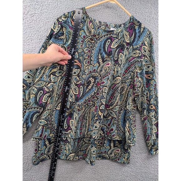 J. Jill Carmine Paisley Long Sleeve Women's Blouse size Large - Picture 5 of 11
